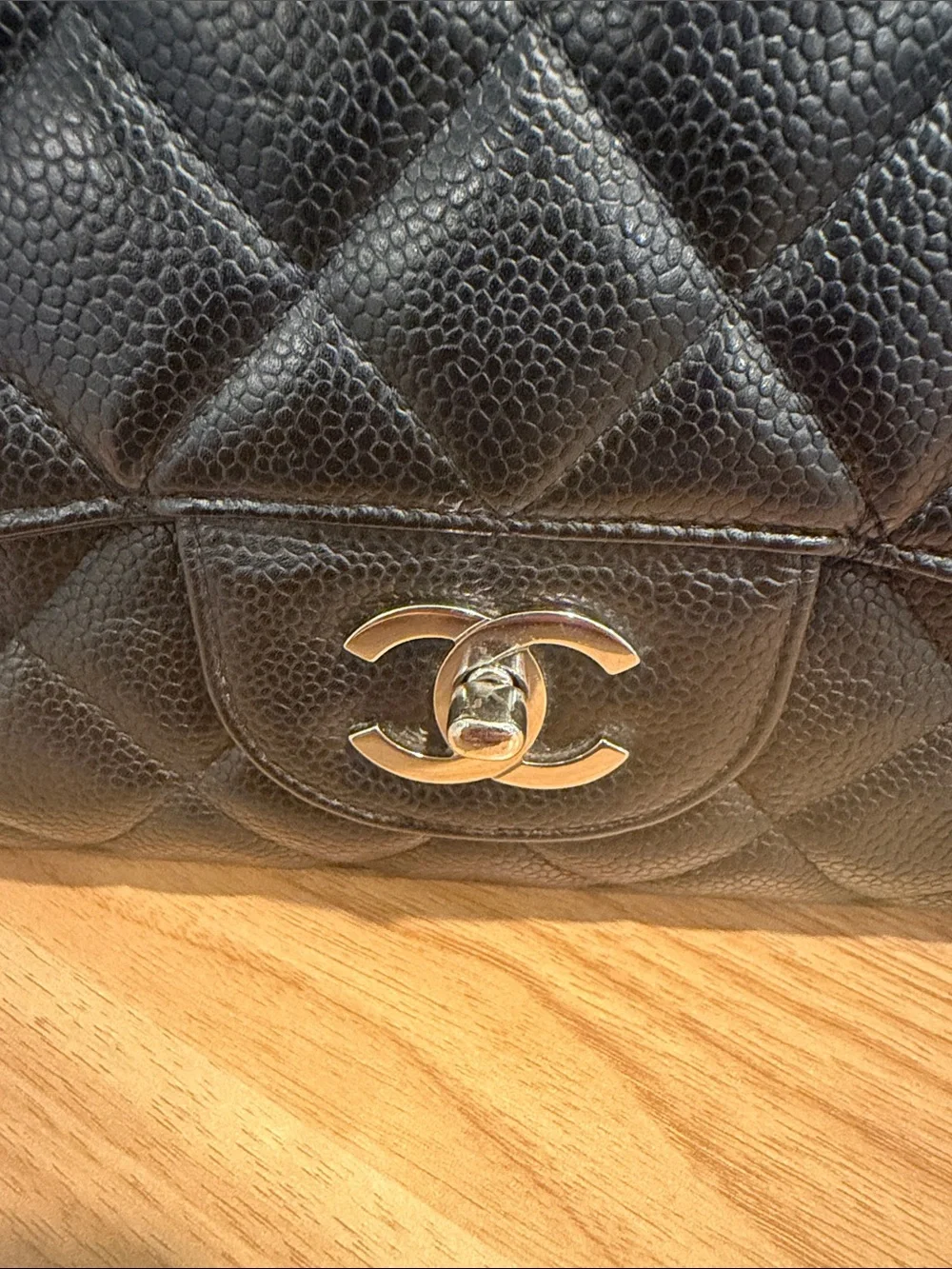 Pre-Loved CHANEL Black Caviar Leather Jumbo Single Flap with Silver Hardware